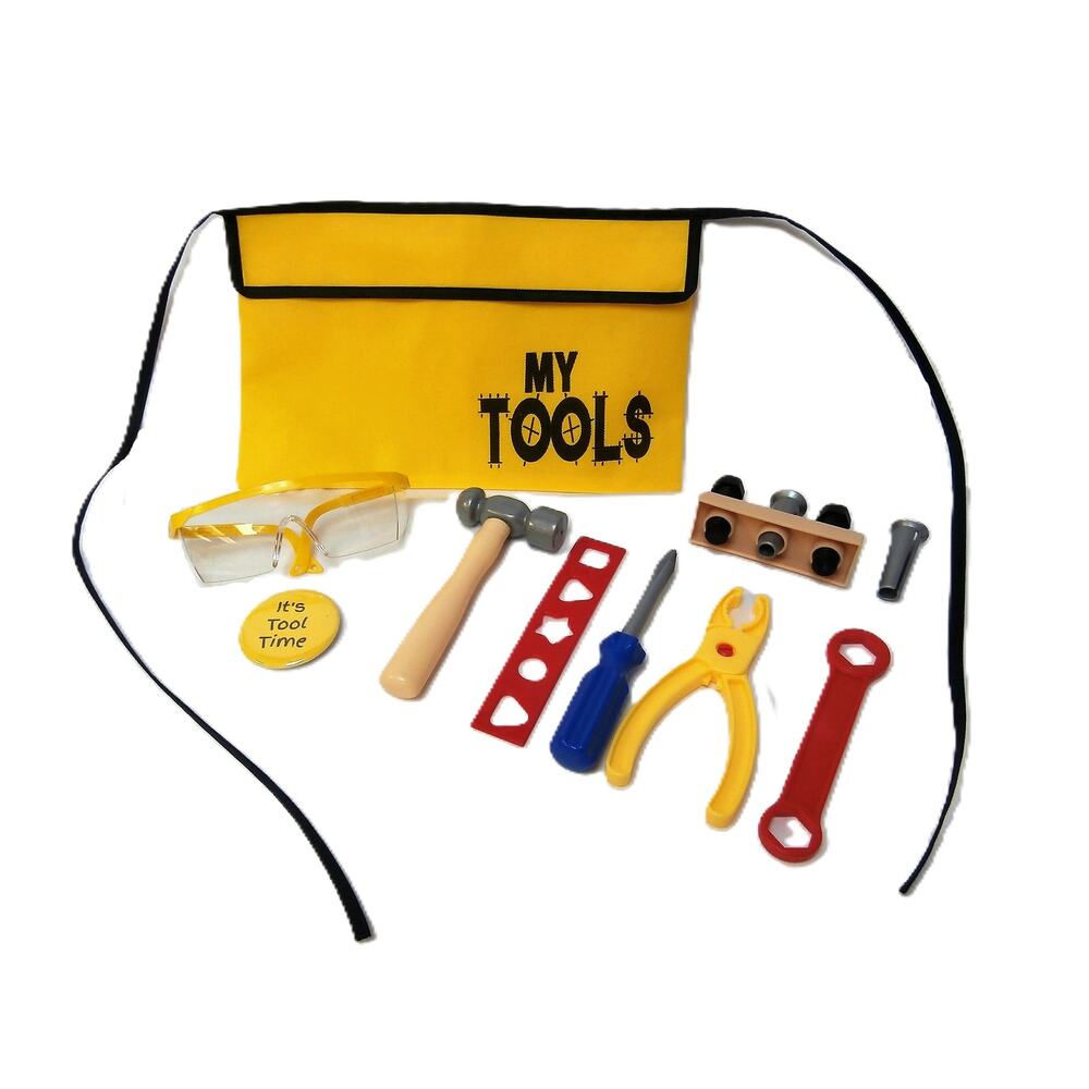 Children's Tool Time Toy Kit Belt Tools Safety Glasses Pin